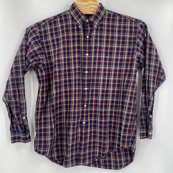 Ralph Lauren Large Blue Red Beige Check Plaid Long Sleeve Button Down Shirt - Picture 3 of 4